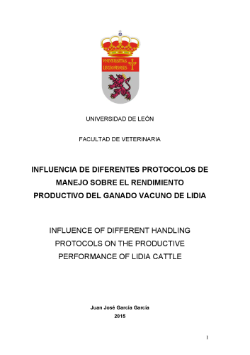 INFLUENCIA DE DIFERENTES PROTOCOLOS DE MANEJO SOBRE EL RENDIMIENTO PRODUCTIVO DEL GANADO VACUNO DE LIDIA