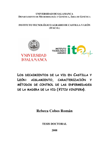 LOS DECAIMIENTOS DE LA VID EN CASTILLA Y LEÓN: AISLAMIENTO, CARACTERIZACIÓN Y MÉTODOS DE CONTROL DE LAS ENFERMEDADES DE LA MADERA DE LA VID (VITIS VINIFERA)